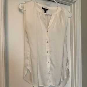 White Button Down Sleeveless Blouse